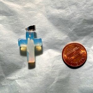 🙏 Beautiful milky Opal Carved Cross pendant. 🌅